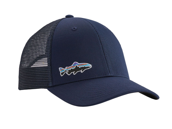 Patagonia Small Fitz Roy Fish LoPro Trucker Hat Classic Navy Trout Patagonia Small Fitz Roy Fish LoPro Trucker Hat Classic Navy Trout